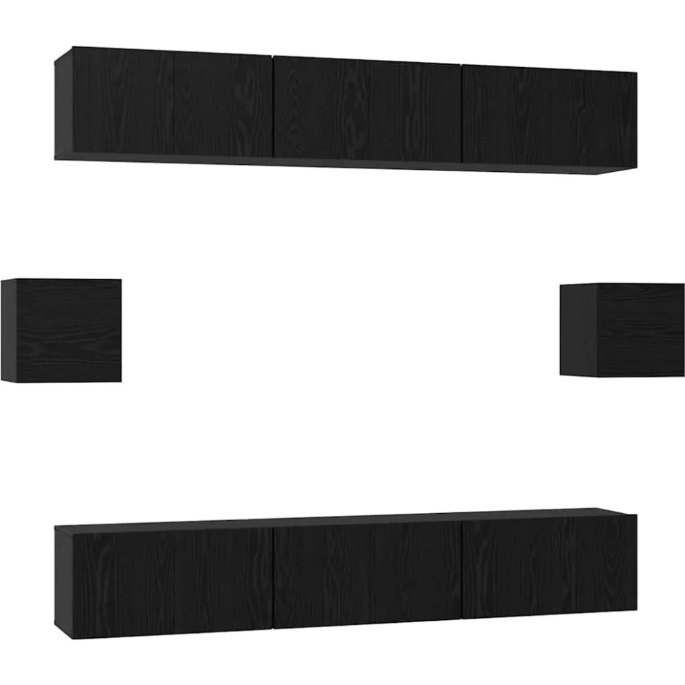 vidaXL Tv-meubelset 8 st 60 x 30 x 30 cm Zwart Eiken, foto 3