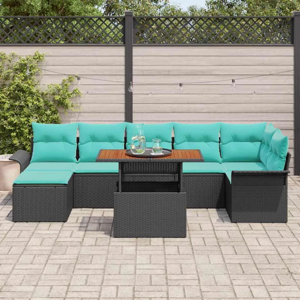vidaXL Tuin Sofa Set 8 st Zwart Poly riet, foto 3