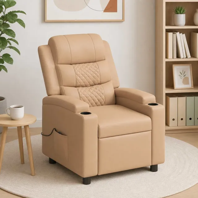 vidaXL Massage-relaxstoel Cappuccino 75 x 93 x 98 cm Stof tan, foto 2