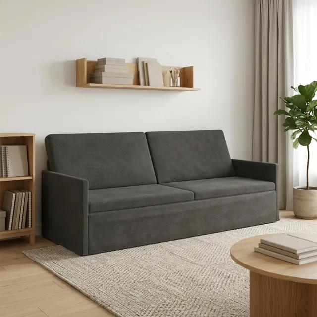 vidaXL 3-zits bank Donkergrijs 220 x 81 x 82 cm Katoen Stof