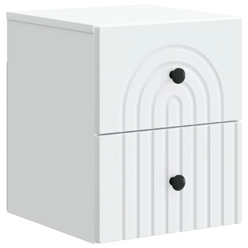 vidaXL Wandbeugel Bedkast met lade Wit 33 x 34,5 x 40 cm Bewerkt hout, foto 3