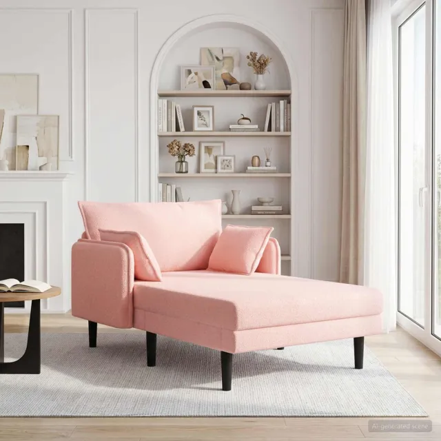 vidaXL Grote chaise longue Roze Bouclé