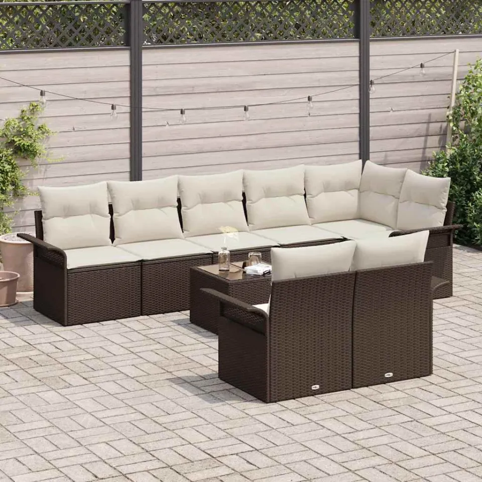 vidaXL Tuin Sofa Set 9 st Bruin poly rattan, foto 3