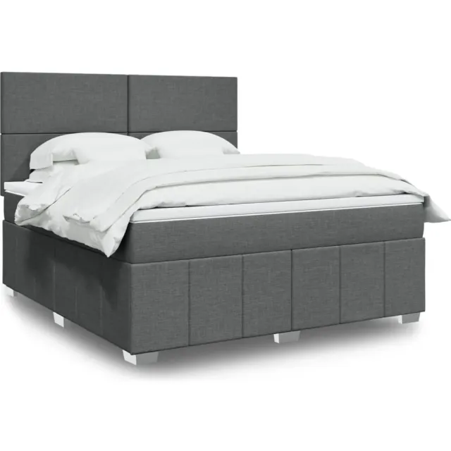 vidaXL Boxspring met matras stof donkergrijs 180x200 cm grijs