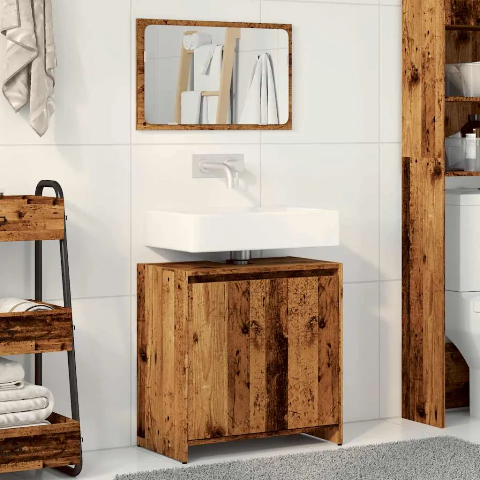 vidaXL 2-delige Badkamermeubelset bewerkt hout oud houtkleurig bruin, foto 2
