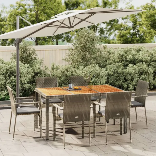 vidaXL 7-delige Tuinset met kussens poly rattan grijs, foto 2