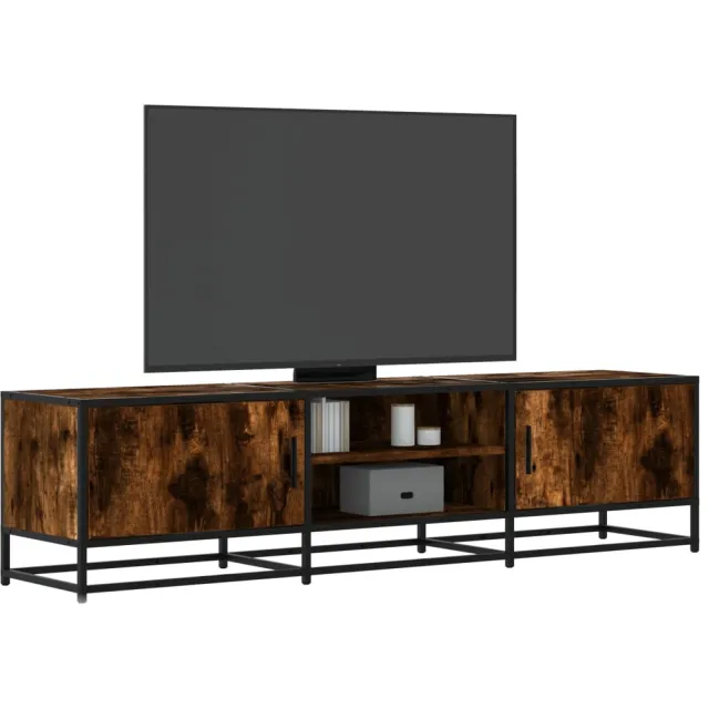vidaXL Tv-meubel 160x35x41 cm bewerkt hout metaal gerookt eikenkleur Bruin