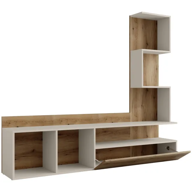 Selsey Peltoni – TV-meubel 1-deurs, eiken naturel/kasjmier, 180 cm Natuureiken / Kasjmier