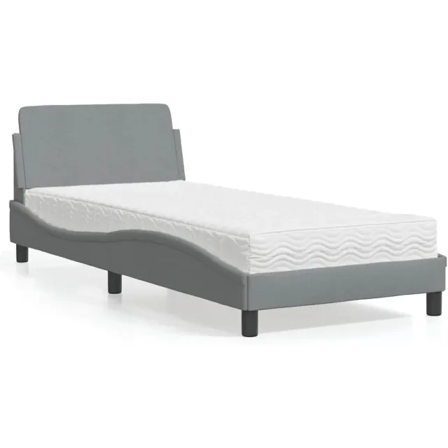 vidaXL Bed met matras "Dover" stof lichtgrijs 80x200 cm