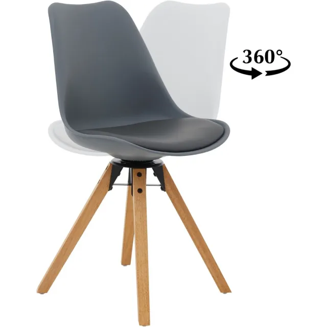 IDIMEX Eetkamerstoelen BOLIVIA, set van 2, draaibaar, met kunstleer - grijs