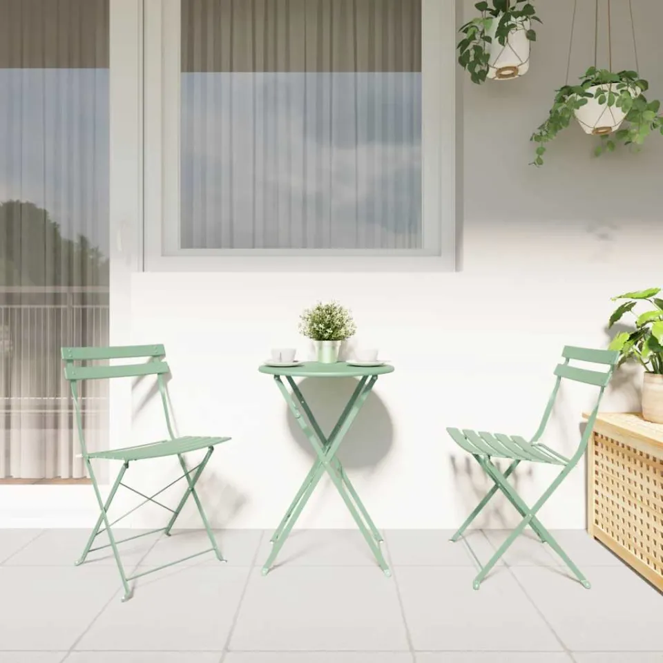 vidaXL Vouw Bistro Set 3 st Sea foam Staal, foto 4