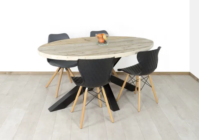 NordXL Steigerhouten ovale tafel Lyles met spider poot