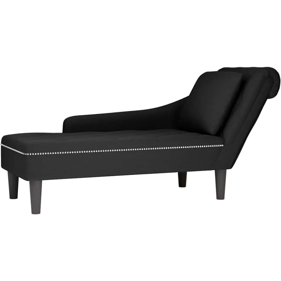 vidaXL Chaise longue met kussen en rechterarmleuning fluweel zwart, foto 4