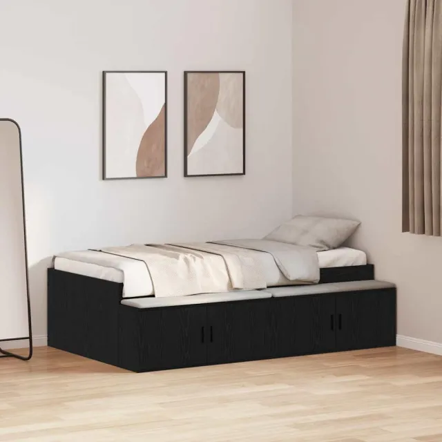 vidaXL Bedframe met lade Zwart Eiken 90 x 190 cm Bewerkt hout