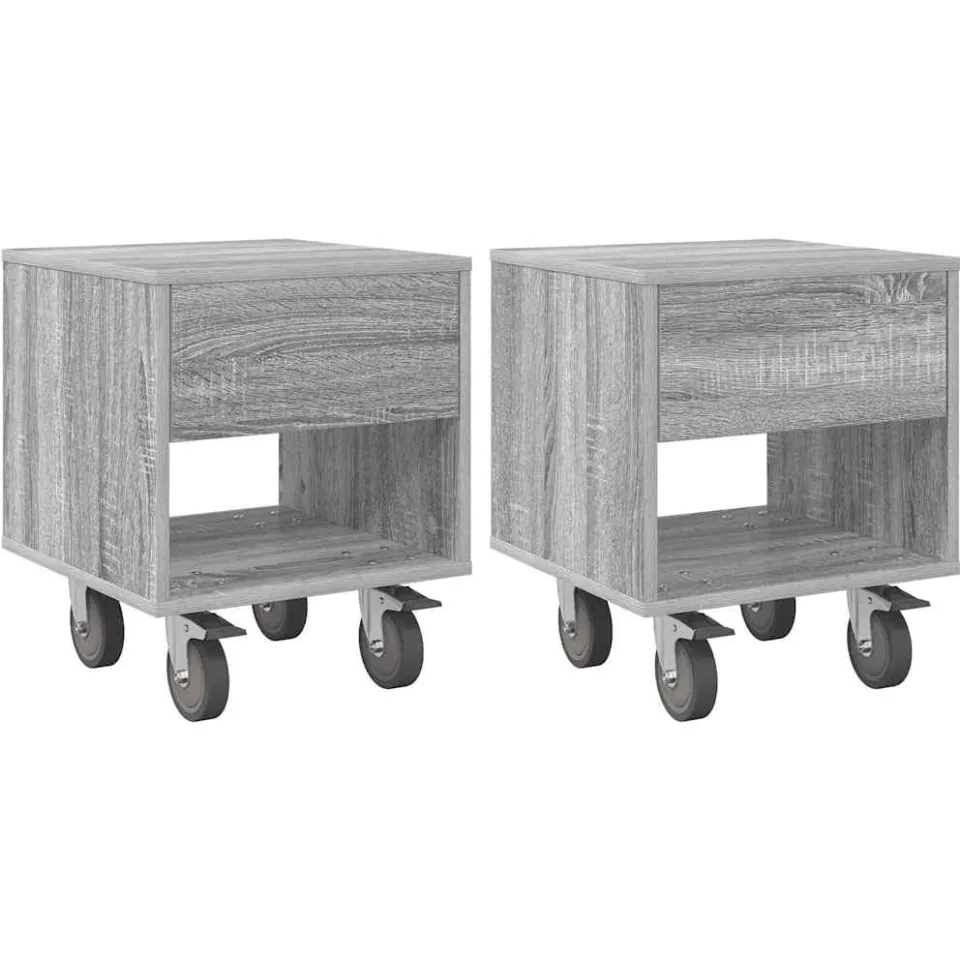 vidaXL Nachtkastje 2 st Grijs Sonoma 40,5 x 40 x 48 cm Bewerkt hout, foto 3
