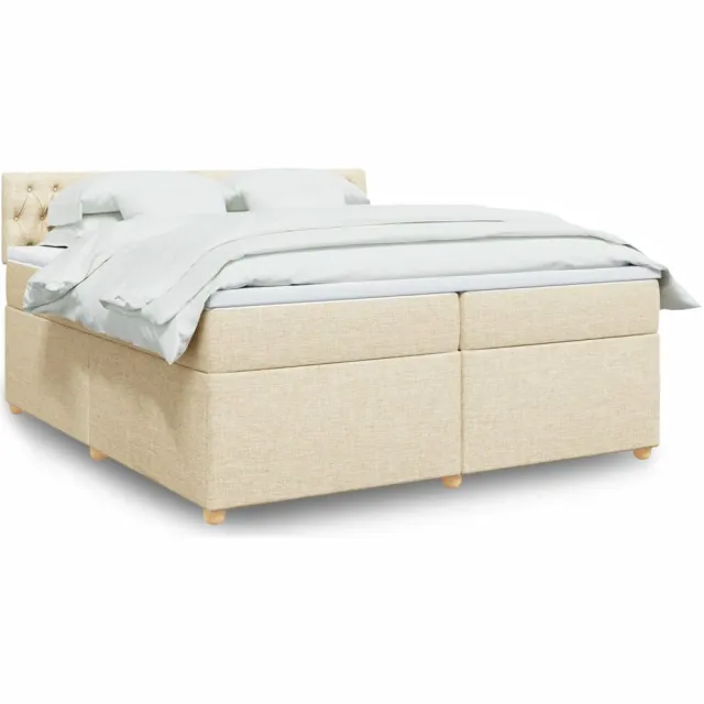 vidaXL Boxspring met matras stof crèmekleurig 200x200 cm
