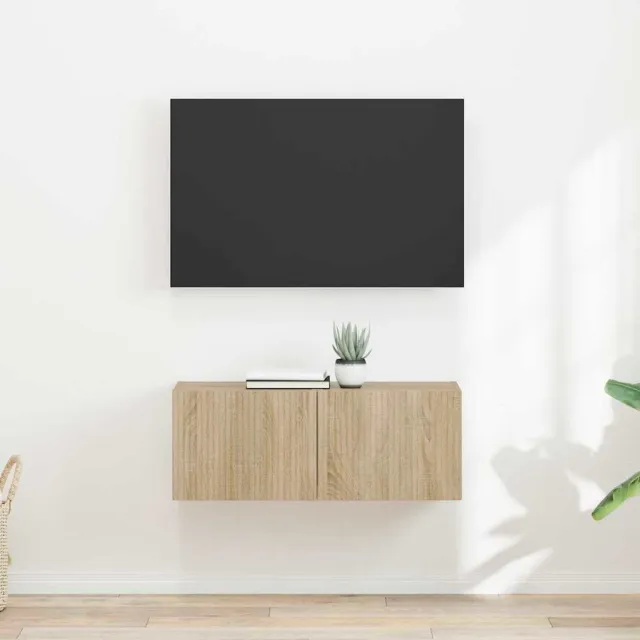 vidaXL TV Wandkast 2 st Sonoma Bewerkt hout Bruin