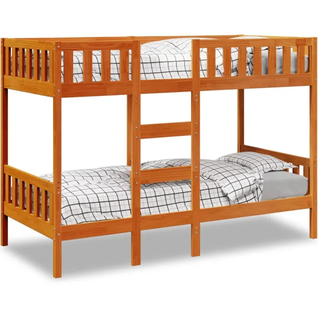 vidaXL Stapelbed massief grenenhout wasbruin 90x190 cm bruin