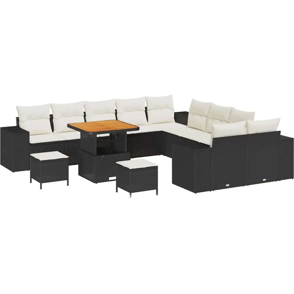 vidaXL Tuin Sofa Set 13 st Zwart poly rattan, foto 4