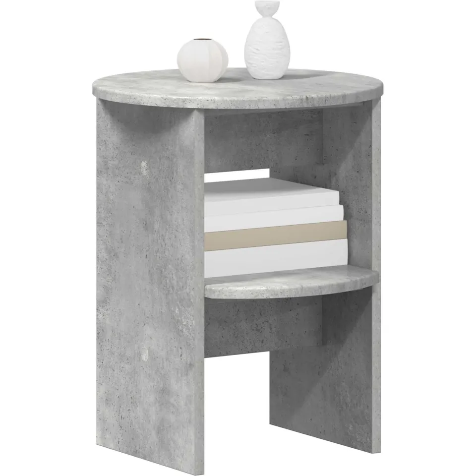 vidaXL Bijzetkast 2 st Beton Grijs Ø40 x 50 cm Geconstrueerd hout