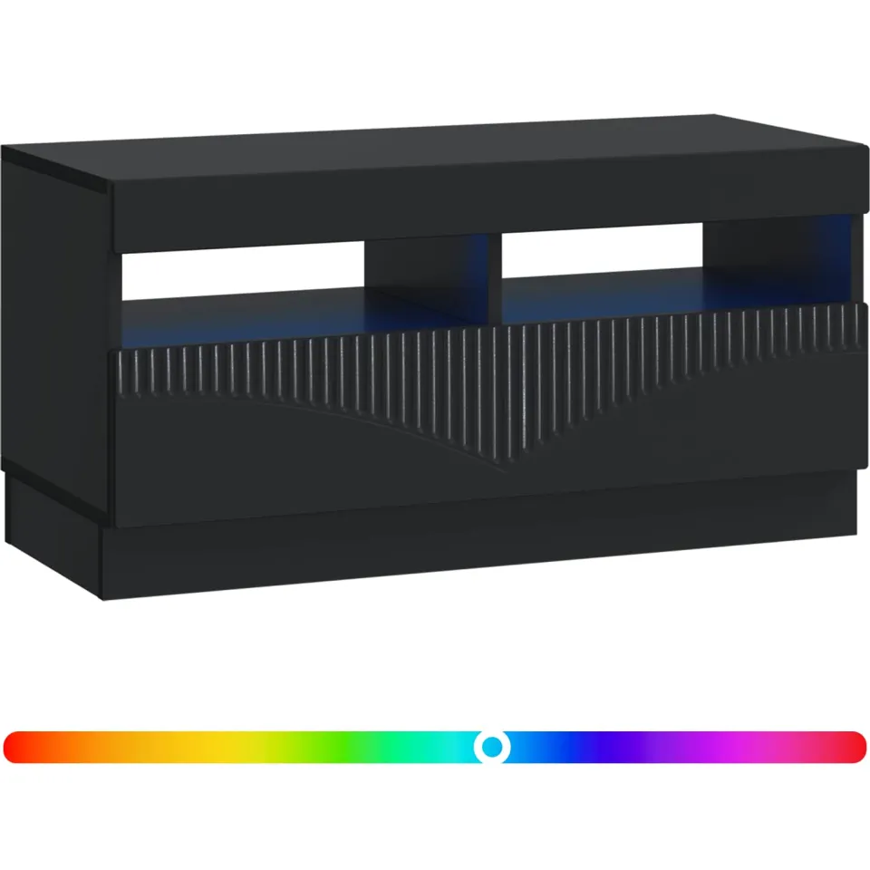 vidaXL LED tv-meubel Zwart Bewerkt hout, foto 2