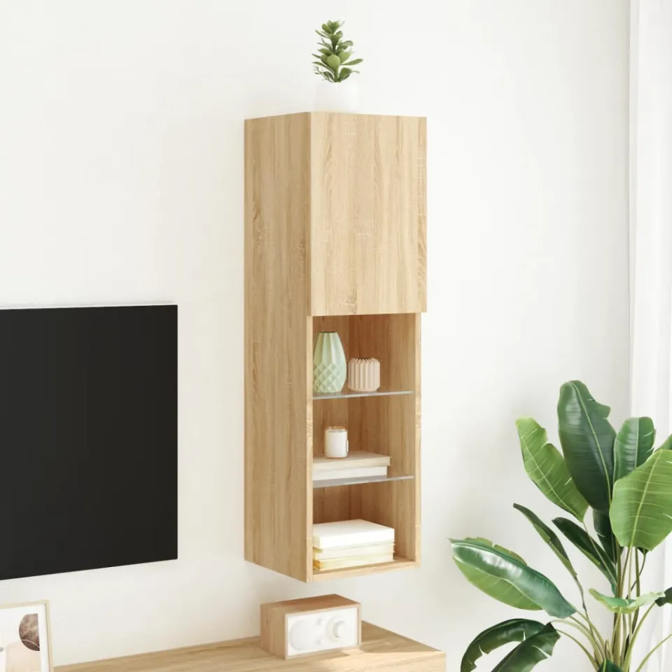 vidaXL Tv-meubel met LED-verlichting 30,5x30x102 cm sonoma eikenkleur, foto 4