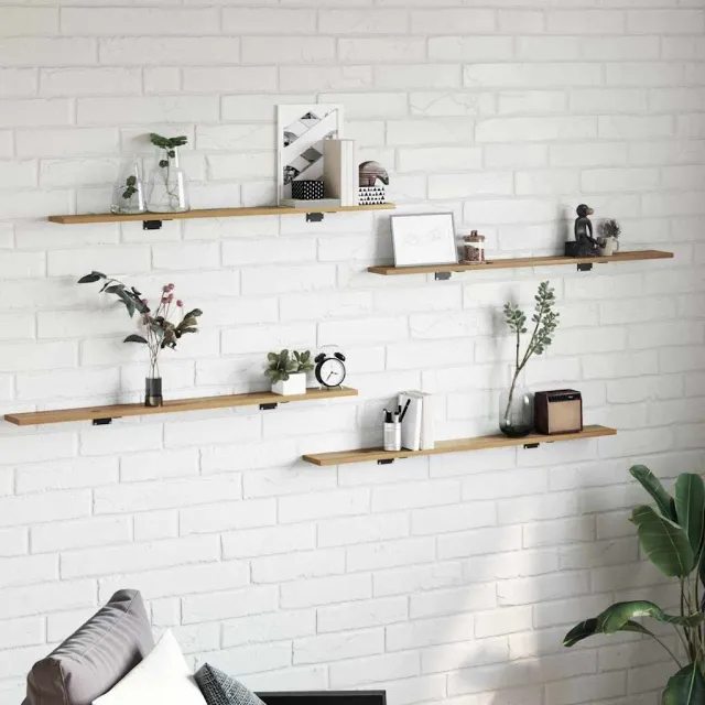 vidaXL Boekenplank Bord 3-laags 4 st 100 x 10 x 1,5 cm Bewerkt hout bruin, foto 2