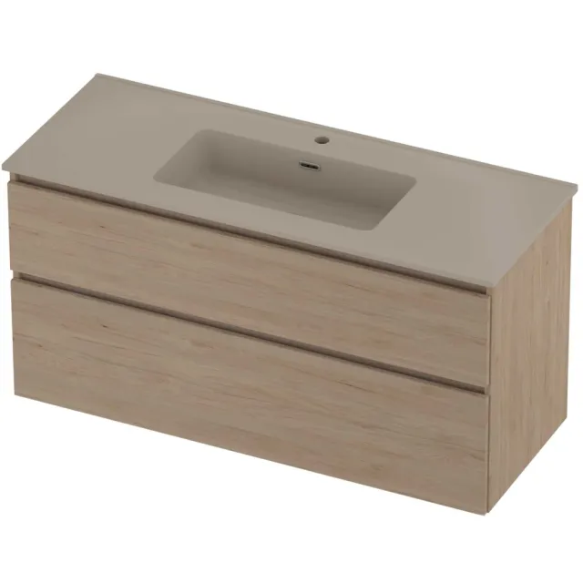 Proline Tribute Badmeubelset Porselein Elegant 1 Kraangat 120x46x62 cm Mat Crème Cotton Ideal Oak Eiken