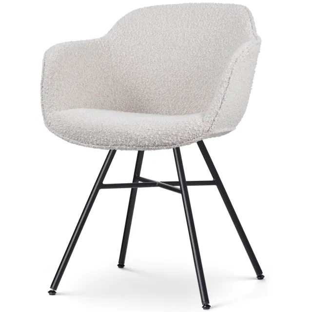 Nolon Noa-Mare eetkamerstoel bouclé beige - zwart onderstel, foto 2