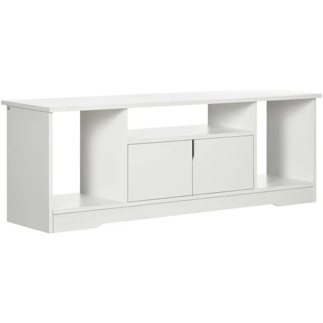 Atlasyx tv meubel - Kast - Standaard - Opbergmeubel - Televisiemeubel - 3 Open Vakken - 1 afsluitbare - 120 x 30 x 41 cm - Wit