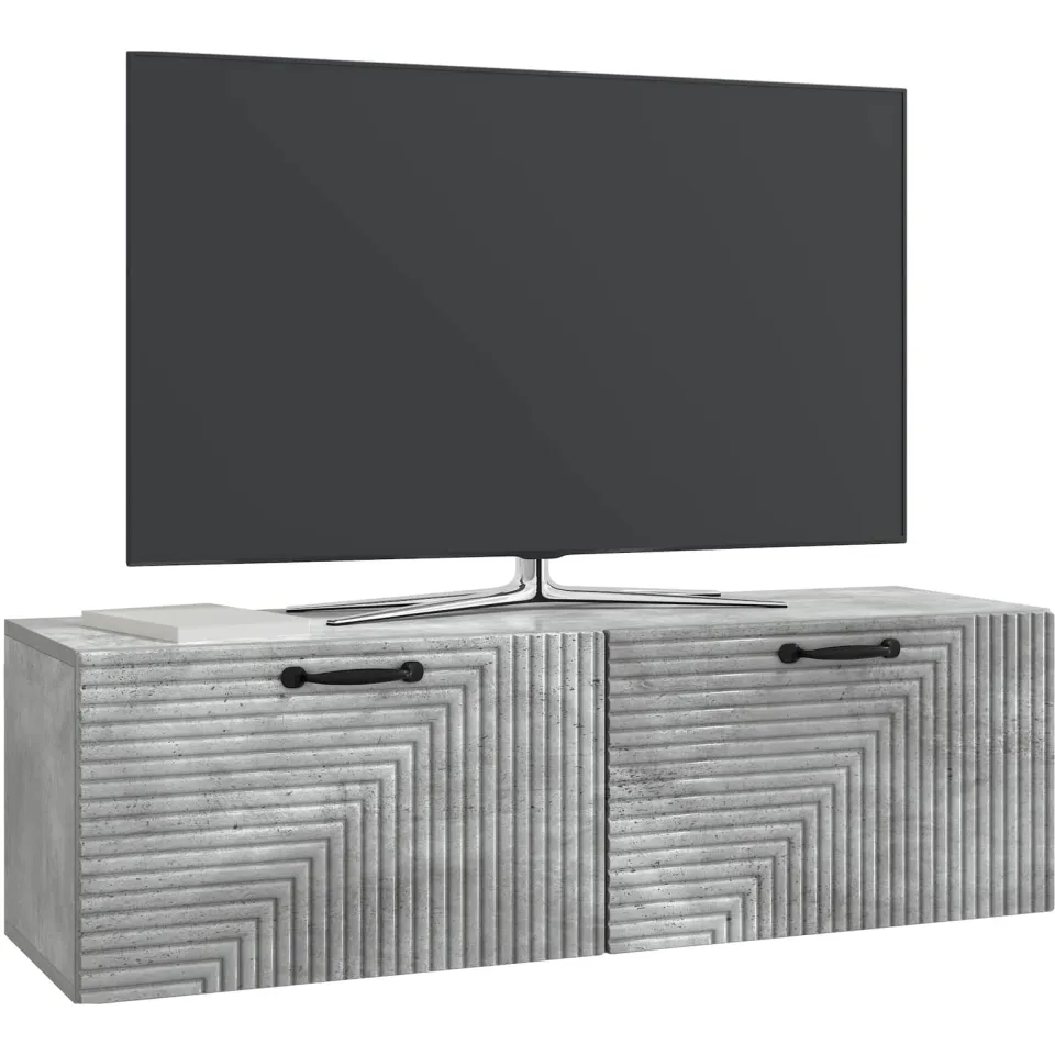 vidaXL Wandbeugel TV-kast Betongrijs 98 x 31 x 30 cm Bewerkt hout grijs, foto 2