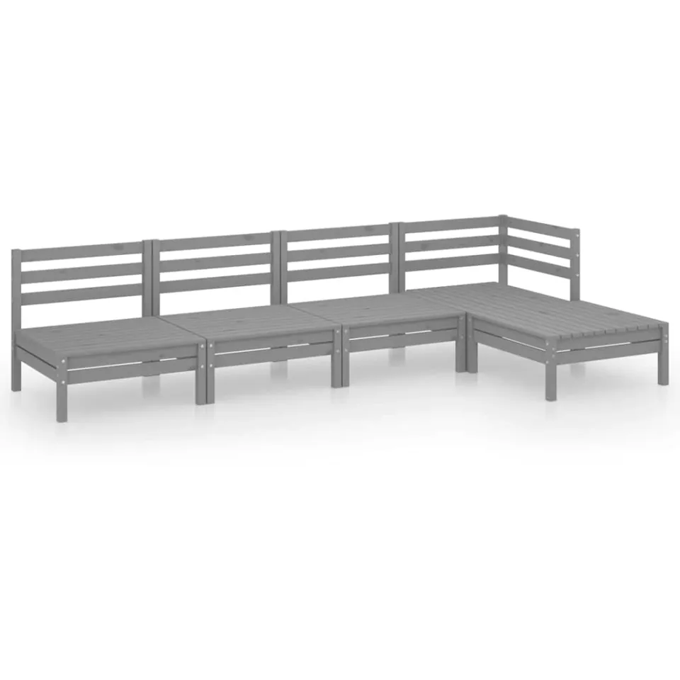 vidaXL 5-delige Loungeset massief grenenhout grijs, foto 3