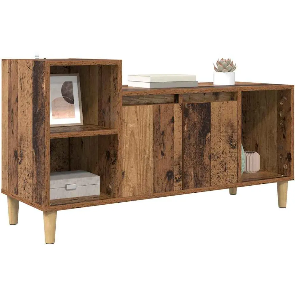 vidaXL TV-kast 100 x 35 x 55 cm Oud Hout Bewerkt hout Bruin