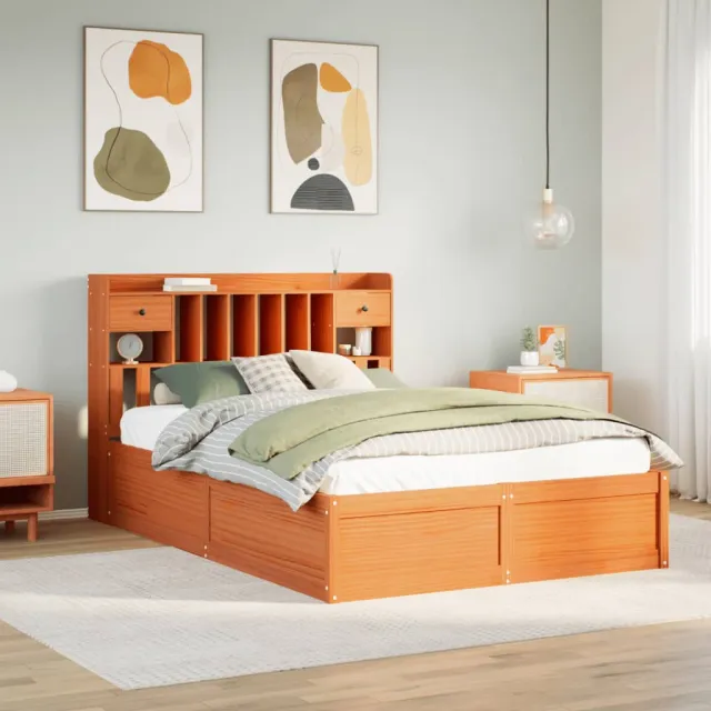 vidaXL Bedframe zonder matras massief grenenhout wasbruin 160x200 cm