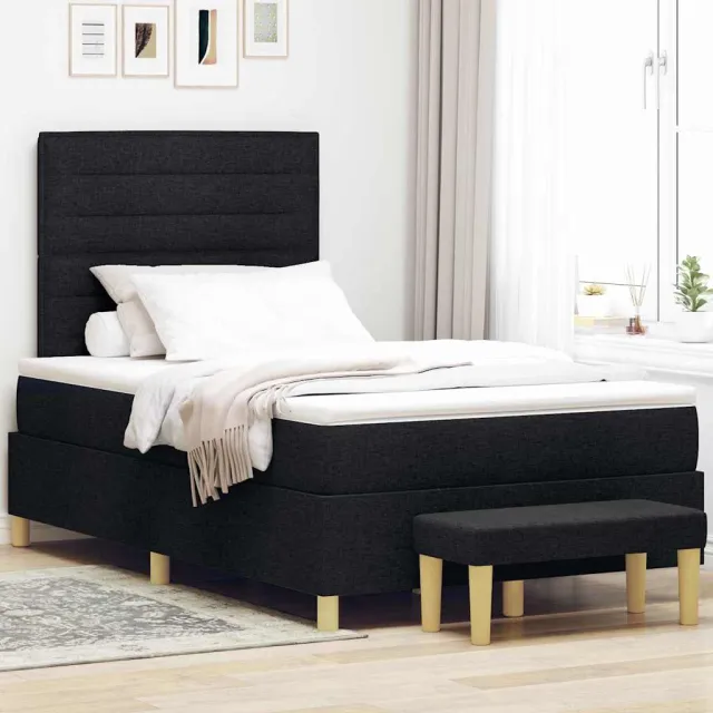 vidaXL Boxspring bed met hoofdeinde Zwart 190 x 120 cm Stof