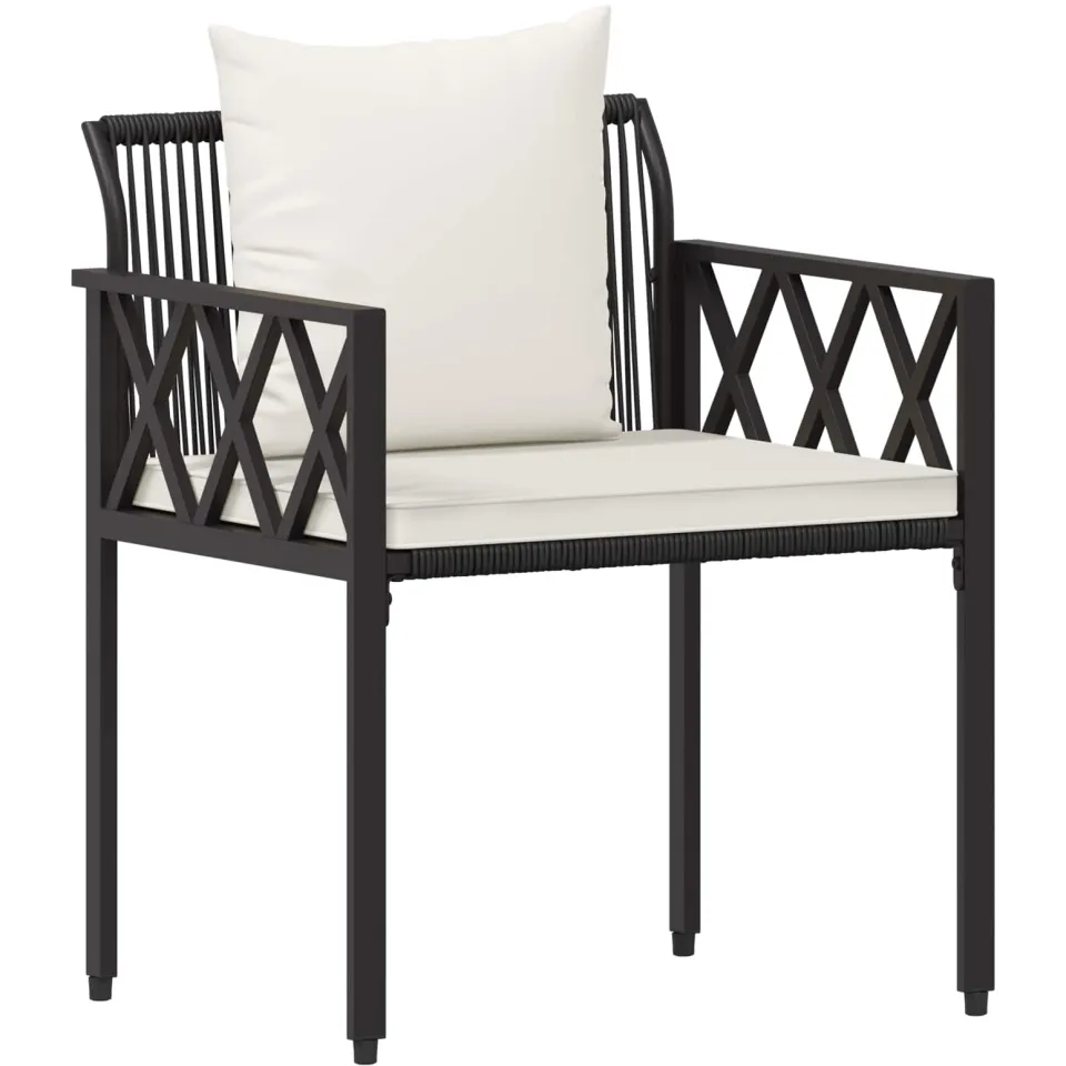 vidaXL tuinmeubelset 4 st Zwart en Cream Wit poly rattan, foto 3