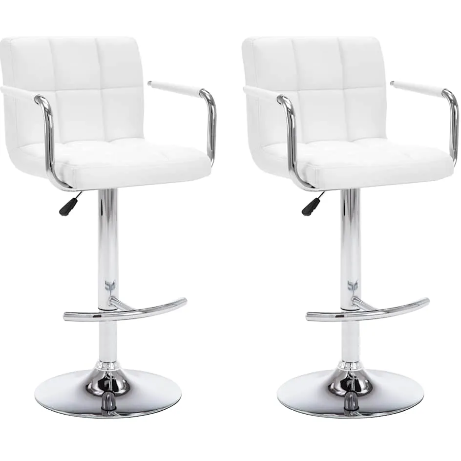 vidaXL Barstoelen 2 st kunstleer wit, foto 3