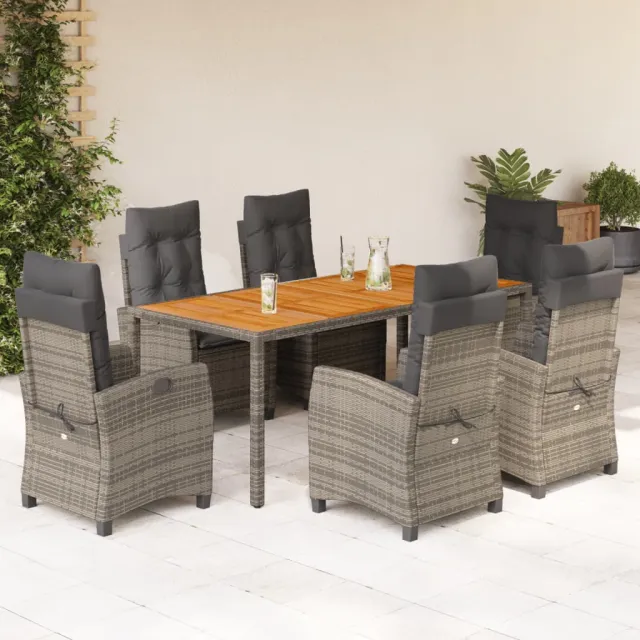vidaXL 7-delige Tuinset met kussens poly rattan grijs, foto 2
