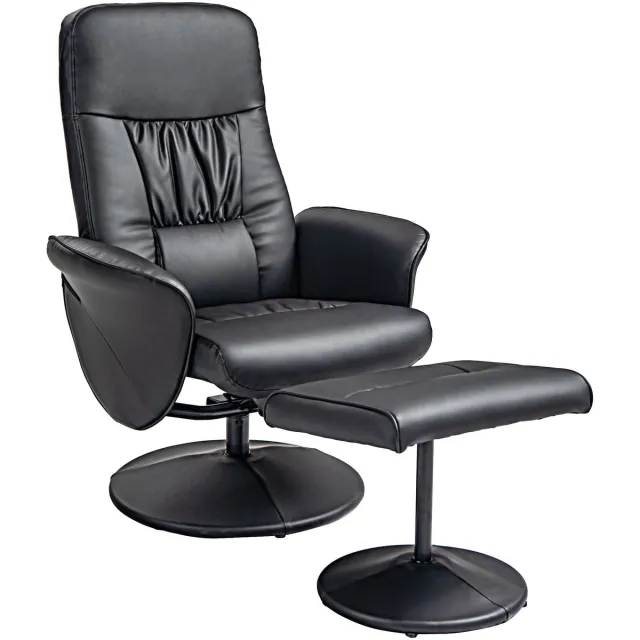 YYchan fauteuil met voetenbank - zwart - 76 x 81 x 101 cm