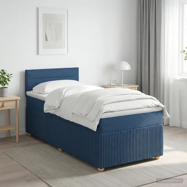 vidaXL Boxspringbed met matras met hoofdeinde Blauw 90 x 200 cm Stof