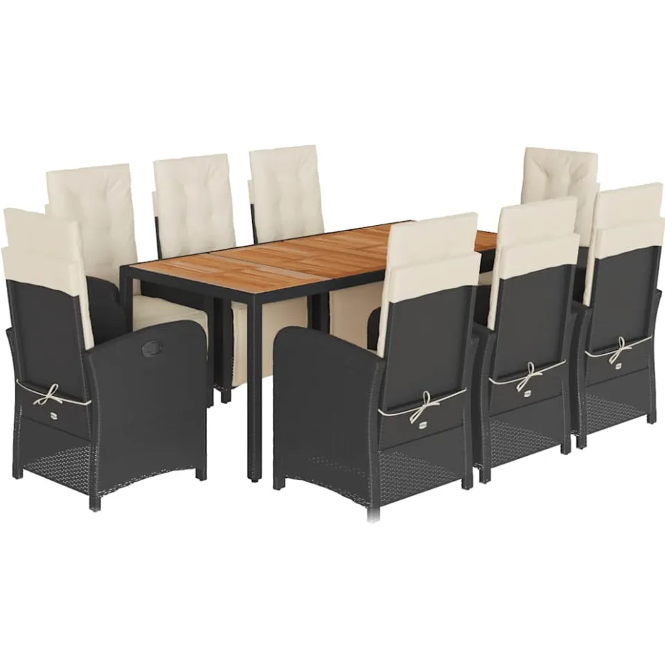 vidaXL 9-delige Tuinset poly rattan zwart, foto 3