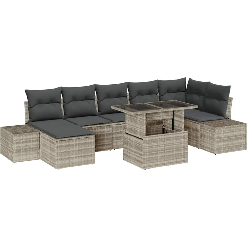 vidaXL Tuin Sofa Set 8 st Lichtgrijs poly rattan