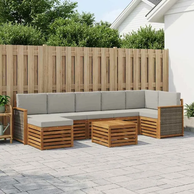 vidaXL Buiten bankenset 8 st 8-zits Naturel en lichtgrijs