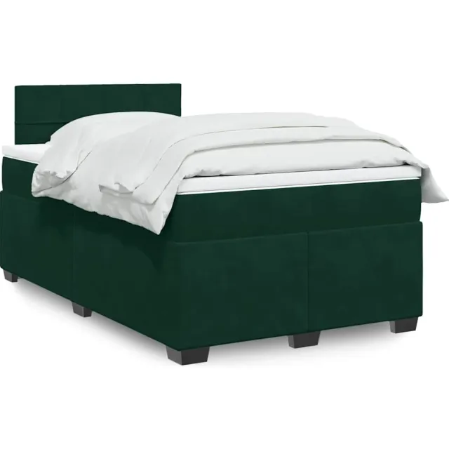 vidaXL Boxspring met matras fluweel donkergroen 120x200 cm groen