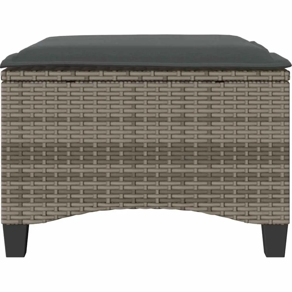 vidaXL Tuinkrukken met kussens 2 st 55x55x36 cm poly rattan grijs, foto 4