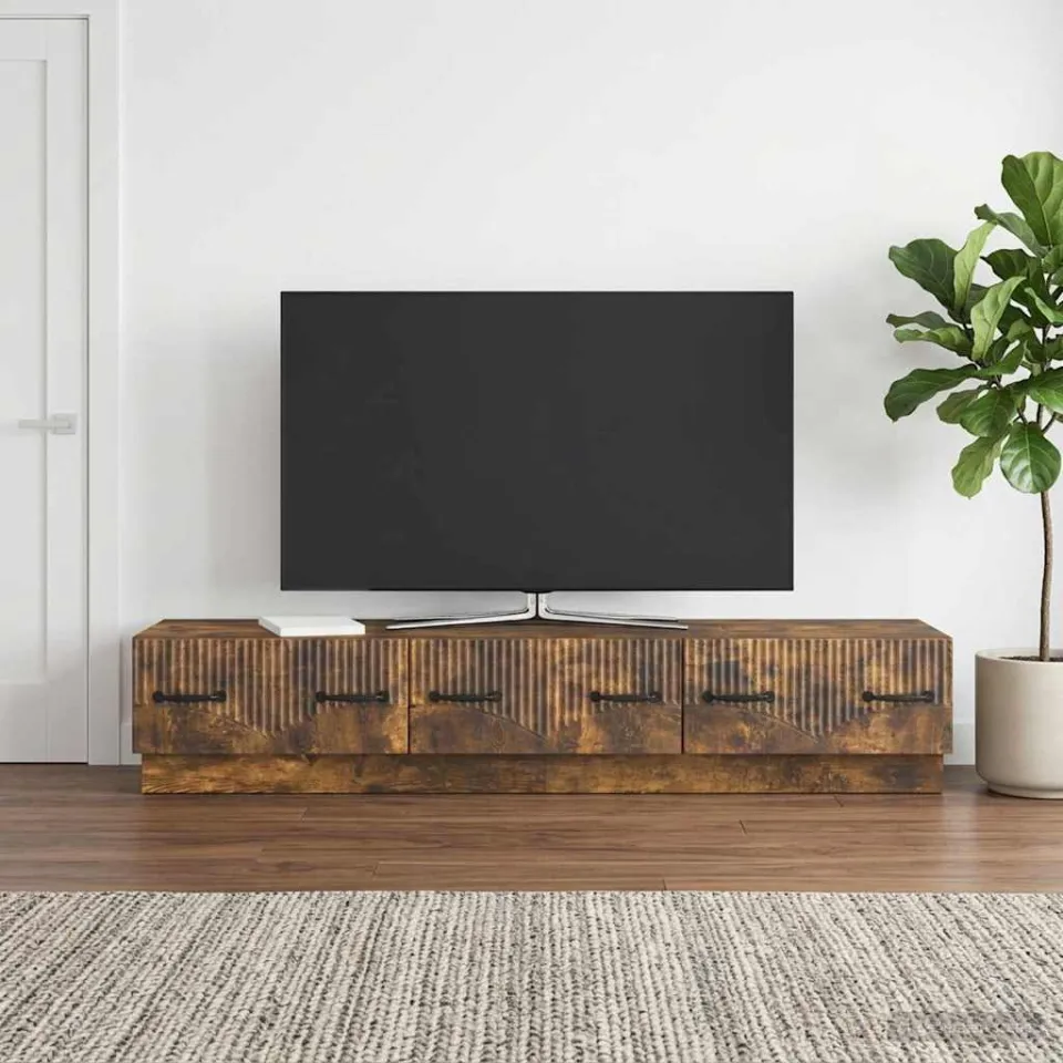 vidaXL TV-kast met lade Gerookt eiken 147 x 34,5 x 27 cm Bewerkt hout, foto 4