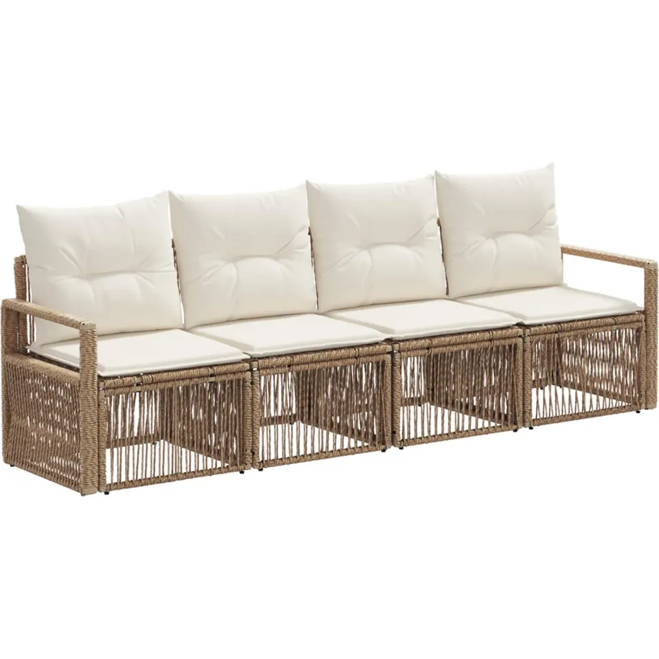 vidaXL Tuinbankenset 4 st 4-zits Beige poly rattan, foto 3