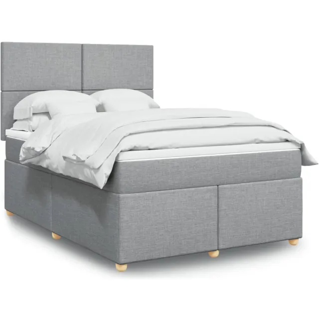 vidaXL Boxspring met matras stof lichtgrijs 140x200 cm grijs