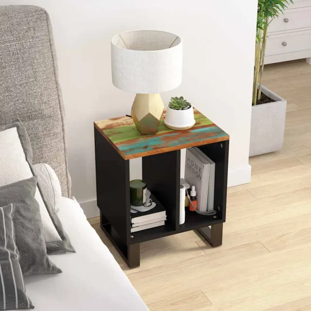vidaXL Bijzettafel 40x31x46 cm massief gerecycled hout en bewerkt hout Meerkleurig