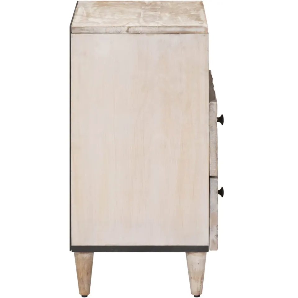 vidaXL Bed kast Wit 50 x 33 x 60 cm Massief Mango Hout, foto 4